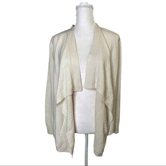Club Monaco Beige Cashmere wrap cardigan sweater sz XS small knit ribbed - Picture 1 of 12